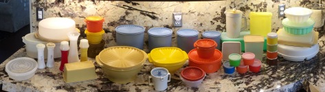vintage tupperware colorful collectable jello mold servelier salt pepper ketchup mustard nesting